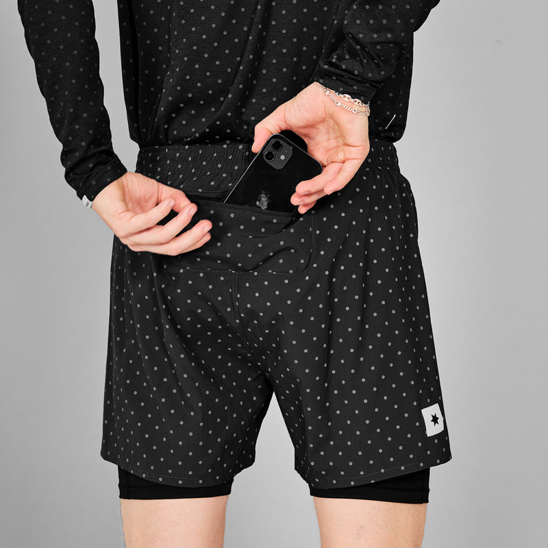 Saysky Reflective Polka 2 In 1 Pace Shorts 5" Sort Reflective Polka 1018 MMRSH01C1018