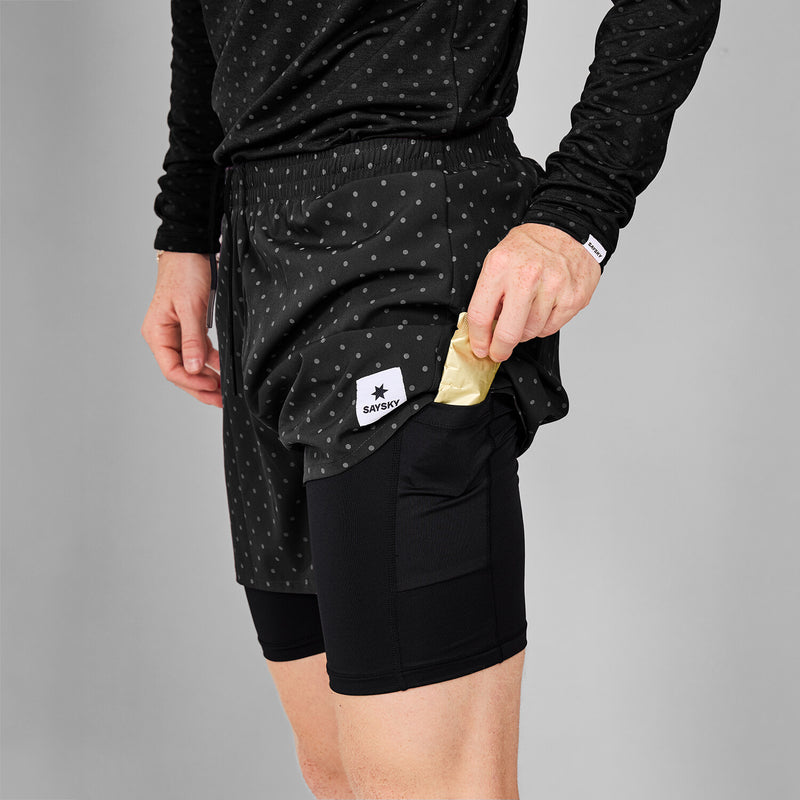 Saysky Reflective Polka 2 In 1 Pace Shorts 5" Sort Reflective Polka 1018 MMRSH01C1018