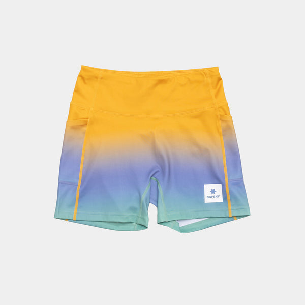 Saysky Drip Dye Combat+ Short Tights 4" Lilla/Grøn/Gul Drip Dye 1033 NWRST31C1033
