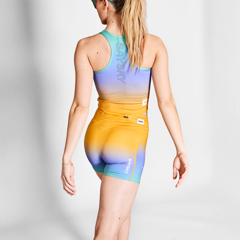 Saysky Drip Dye Combat+ Short Tights 4" Lilla/Grøn/Gul Drip Dye 1033 NWRST31C1033