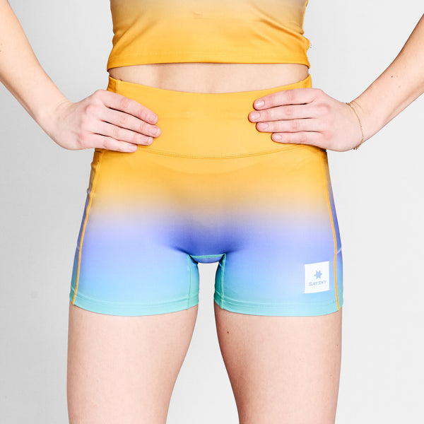 Saysky Drip Dye Combat+ Short Tights 4" Lilla/Grøn/Gul Drip Dye 1033 NWRST31C1033