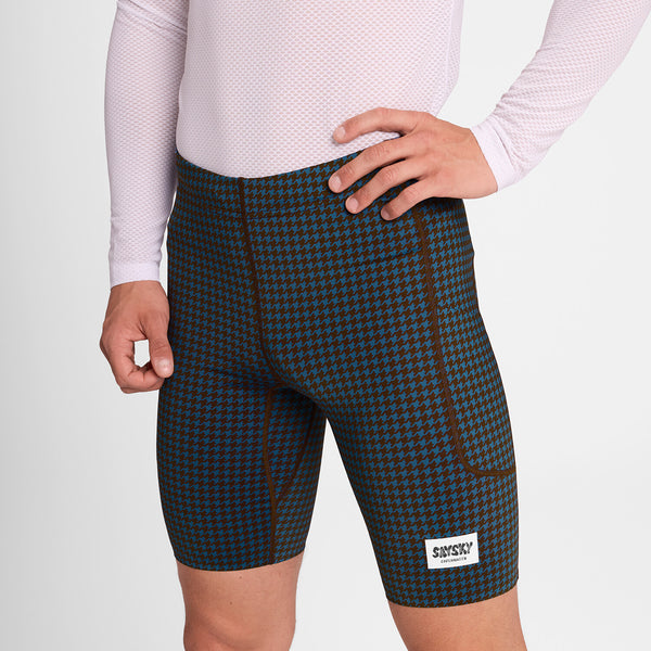 Saysky Houndstooth Combat+ Short Tights 9" Blå Houndstooth 1047 OMRST31C1047