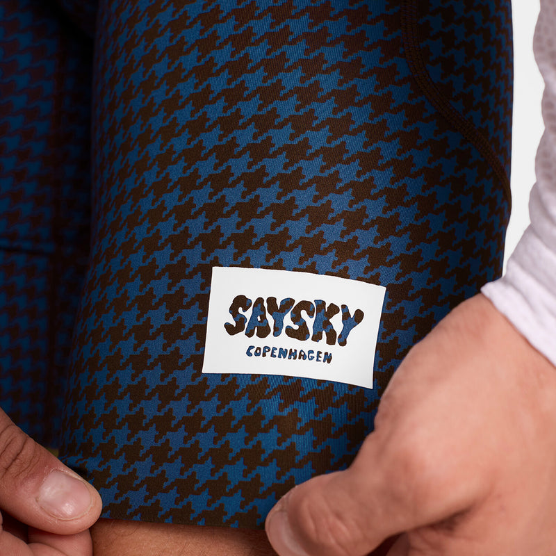 Saysky Houndstooth Combat+ Short Tights 9" Blå Houndstooth 1047 OMRST31C1047