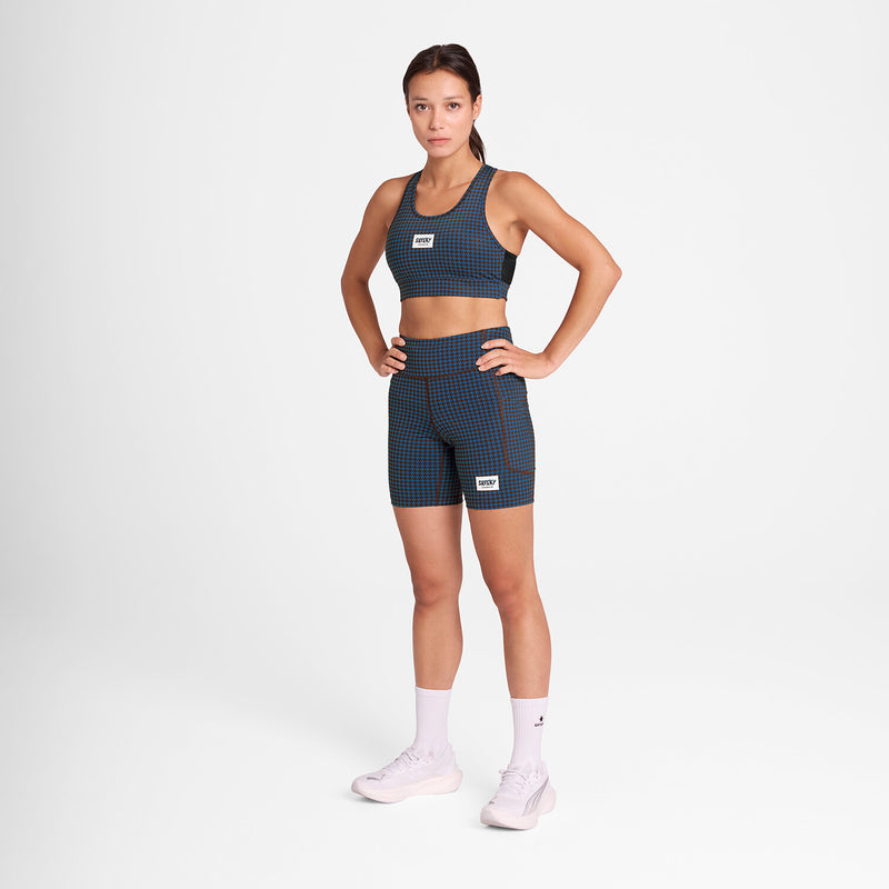 Saysky Houndstooth Combat Sports Bra Blå Houndstooth 1047 OWRSB30C1047