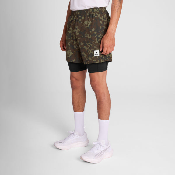 Saysky Camo Pace 2 in 1 Shorts 5'' Brun Camo 1048 OMRSH20C1048