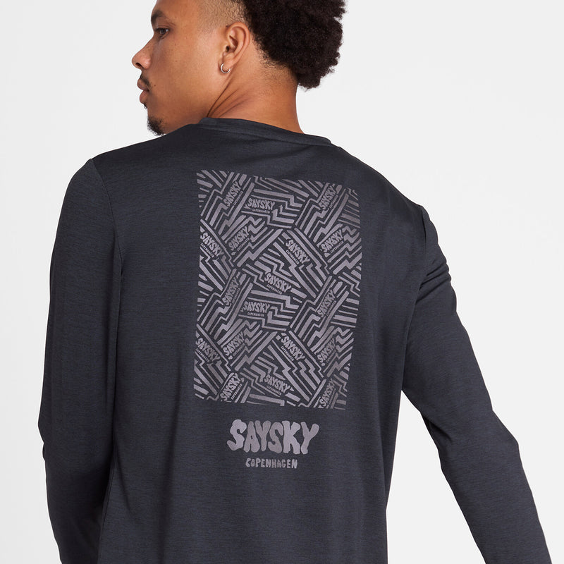 Saysky Reflective Logo Pace Long Sleeve Sort 9001 OMRLS20C9001