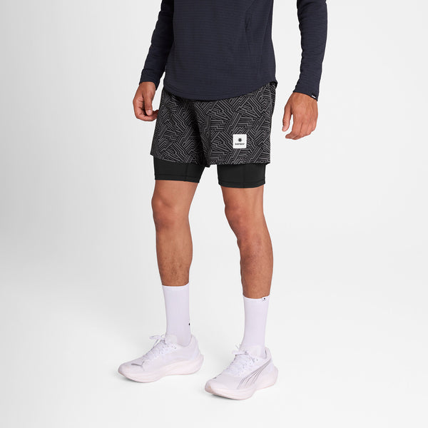 Saysky Reflective Pace 2 in 1 Shorts 5'' Sort Reflective Lightning 1050 OMRSH20C1050
