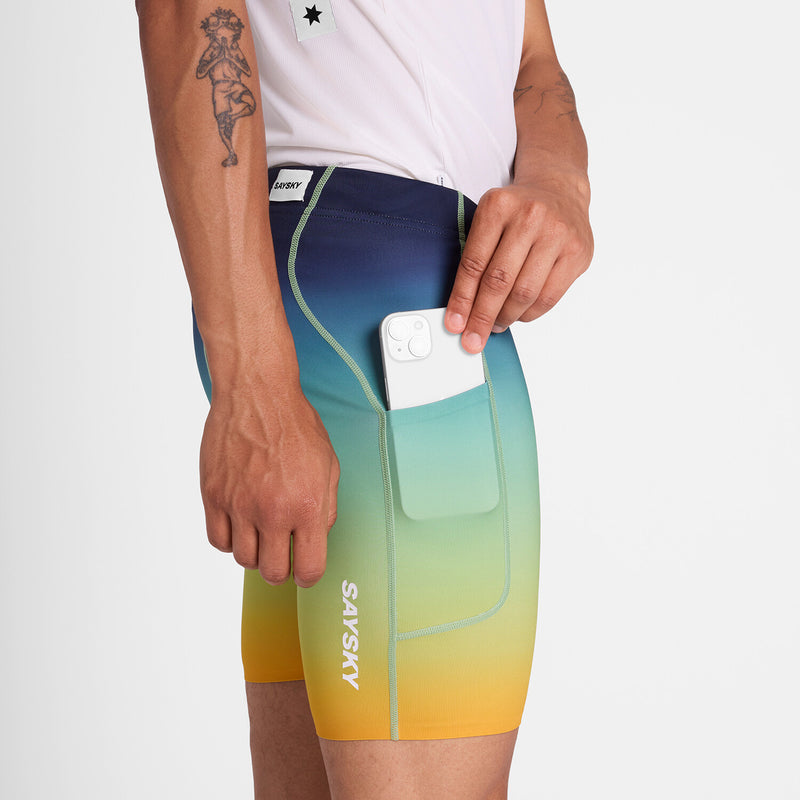 Saysky Drip Dye Combat+ Short Tights 7" Blå/Gul/Grøn Drip Dye 1032 NMRST33C1032