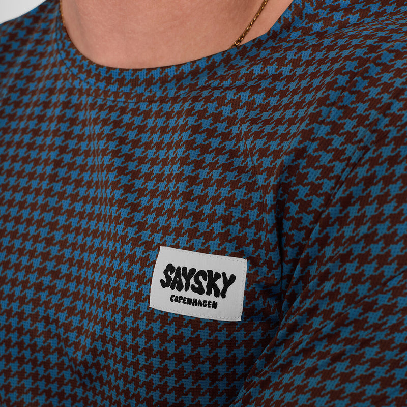 Saysky Houndstooth Combat T-Shirt Blå Houndstooth 1047 OMRSS31C1047