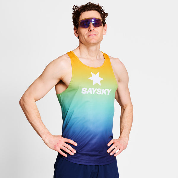 Saysky Drip Dye Flow Singlet Blå/Gul/Grøn Drip Dye 1032 NMRSI60C1032