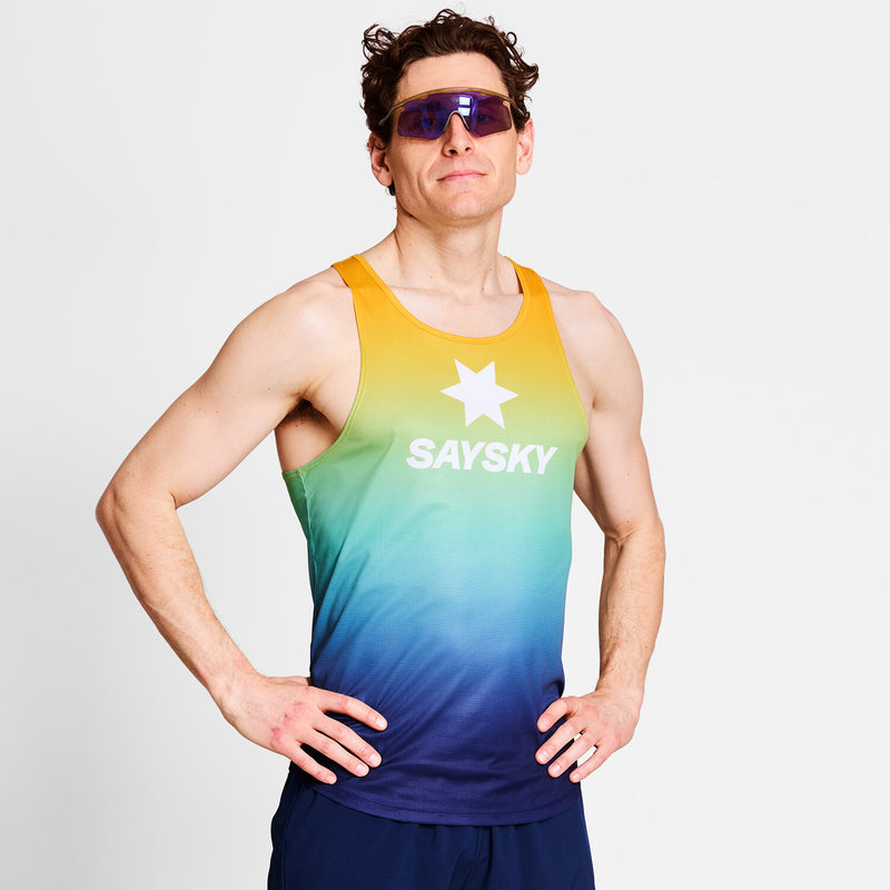 Saysky Drip Dye Flow Singlet Blå/Gul/Grøn Drip Dye 1032 NMRSI60C1032