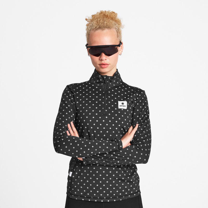 Saysky Reflective Pace Half Zip Long Sleeve Sort Reflective Polka 1018 NWRLS21C1018