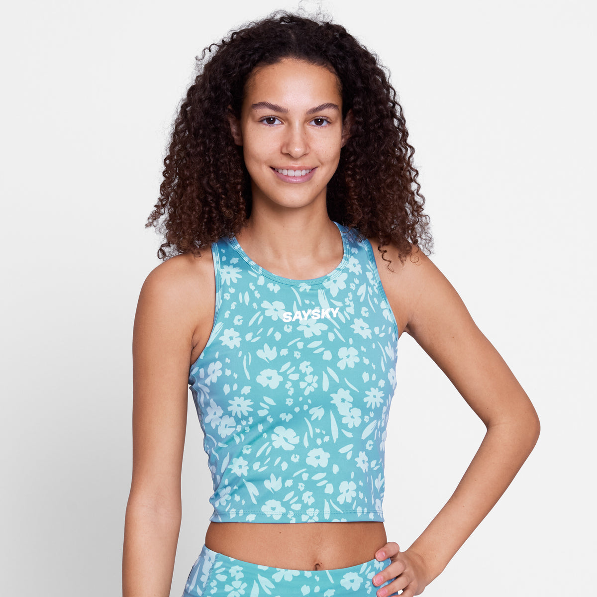 Saysky Flower Combat Crop Top Lyseblå Flower 1066 SW30017