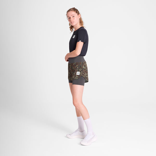 SAYSKY Camo Pace 2 in 1 Shorts 3'' SHORTS 1048 - BROWN AOP