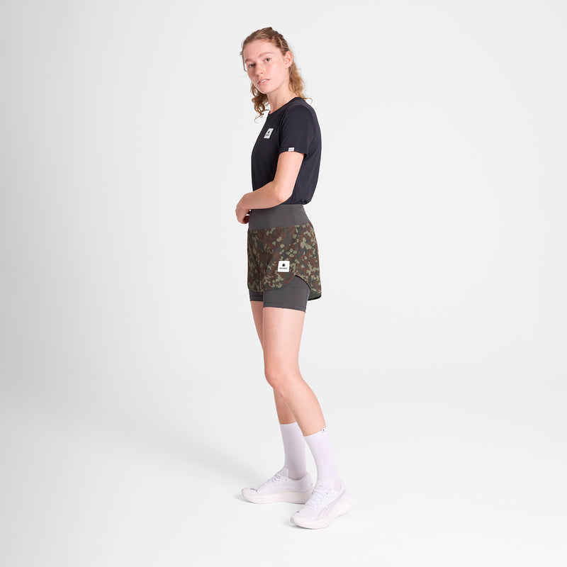 SAYSKY Camo Pace 2 in 1 Shorts 3'' SHORTS 1048 - BROWN AOP