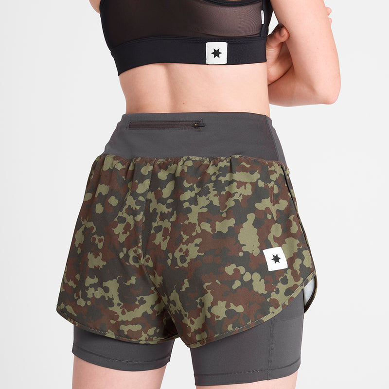 SAYSKY Camo Pace 2 in 1 Shorts 3'' SHORTS 1048 - BROWN AOP
