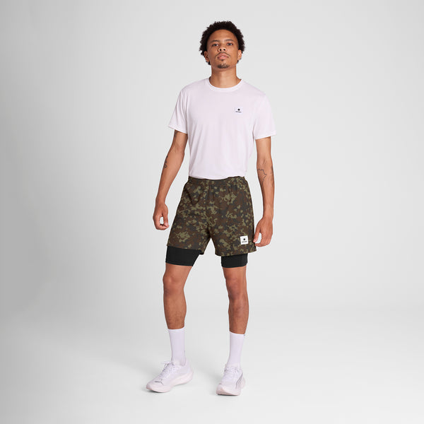 SAYSKY Camo Pace 2 in 1 Shorts 5'' SHORTS 1048 - BROWN AOP