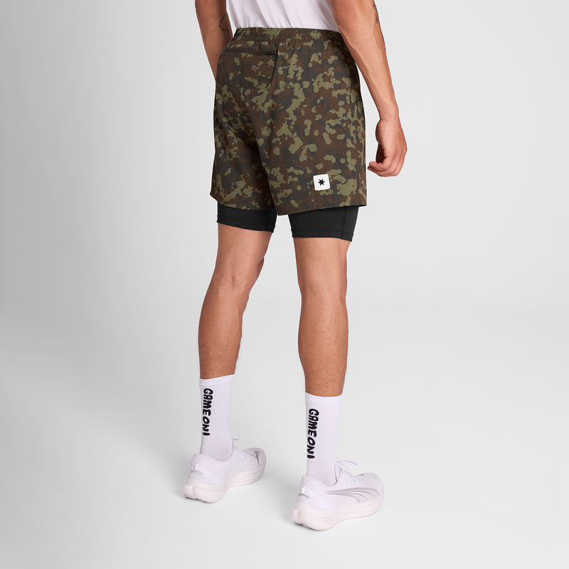 SAYSKY Camo Pace 2 in 1 Shorts 5'' SHORTS 1048 - BROWN AOP