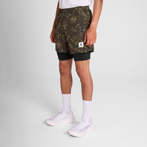 SAYSKY Camo Pace 2 in 1 Shorts 5'' SHORTS 1048 - BROWN AOP