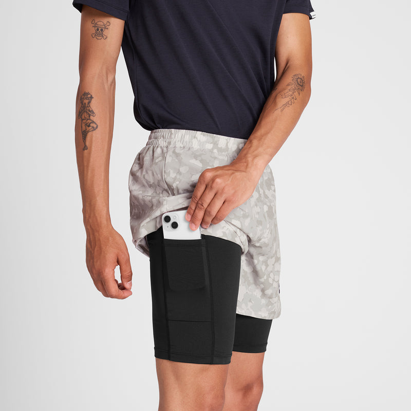 SAYSKY Camo Pace 2 in 1 Shorts 5'' SHORTS 1049 - SAND AOP