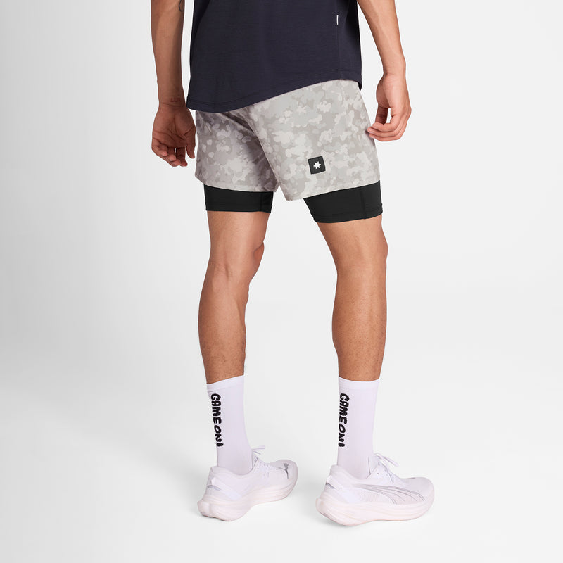 SAYSKY Camo Pace 2 in 1 Shorts 5'' SHORTS 1049 - SAND AOP