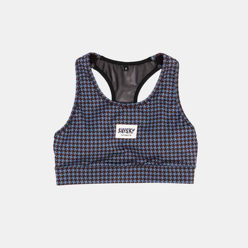 SAYSKY Houndstooth Combat Sports Bra SPORTS-BH 1047 - BLUE AOP