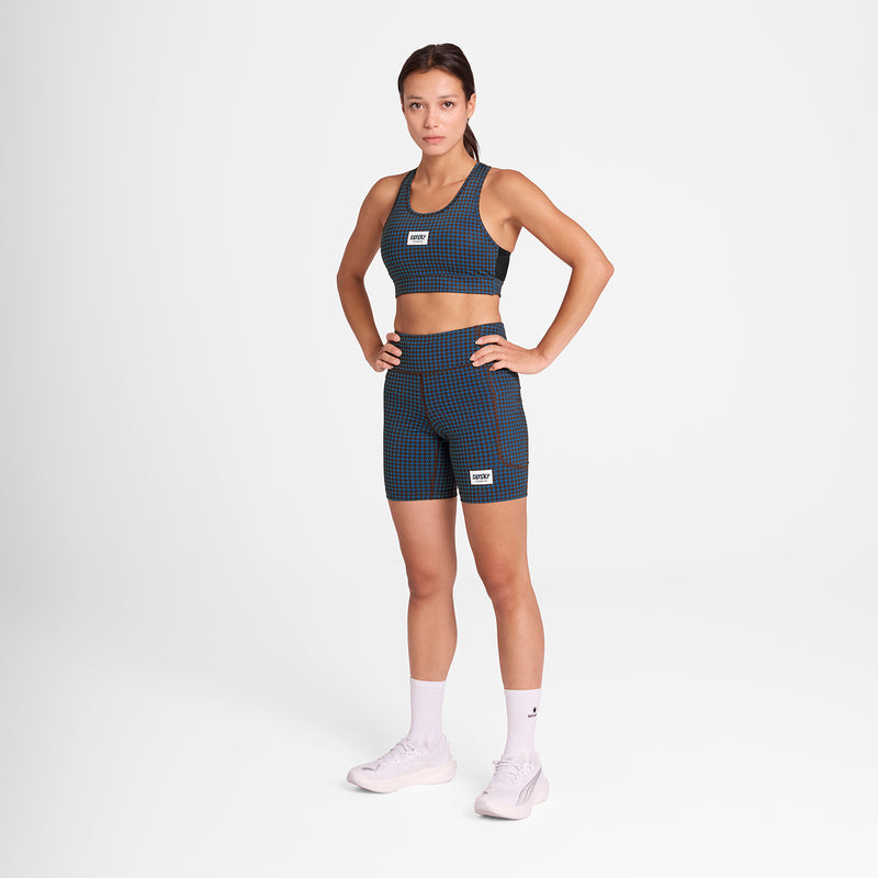 SAYSKY Houndstooth Combat Sports Bra SPORTS-BH 1047 - BLUE AOP