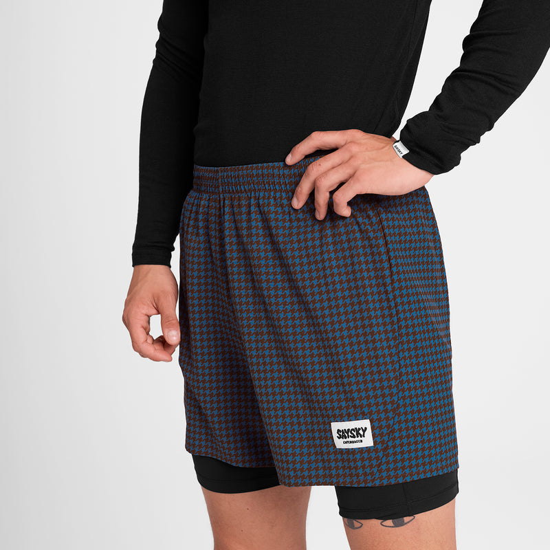 SAYSKY Houndstooth Pace 2 in 1 Shorts 5'' SHORTS 1047 - BLUE AOP