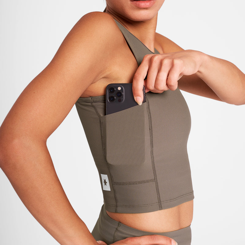 SAYSKY W Combat Rib Crop Top TOP 714 - TAUPE