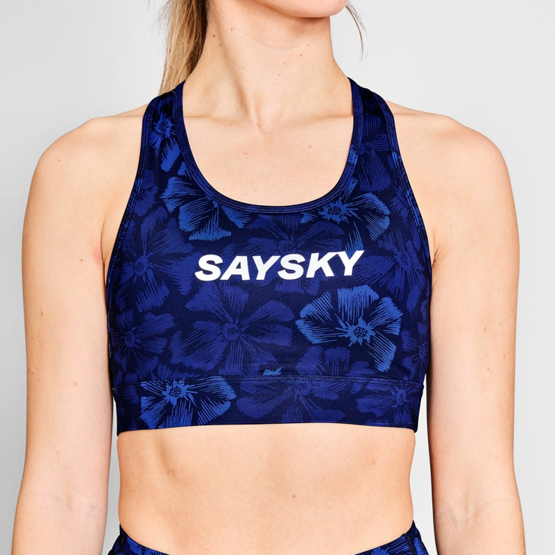 SAYSKY W Flower Combat Sports Bra SPORTS-BH 1029 - BLUE AOP